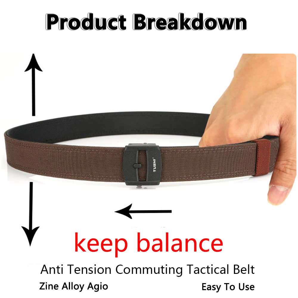 TUSHI Belt Strong Casual Belt for EDC Metal Automatic Buckle Tactical Outdoor Belt Tight Nylon Rigid Girdle Men's Military belts