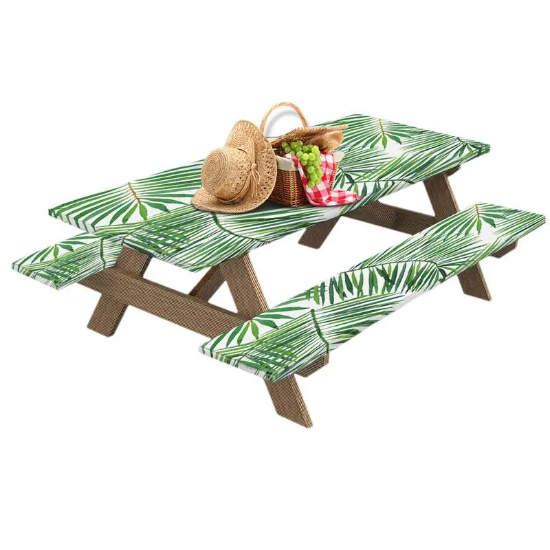 

Fitted Picnic Table Cover With Bench Covers 3pcs Stylish Picnic Table Cloths Picnic Bench Covers Elastic Picnic Table Covers