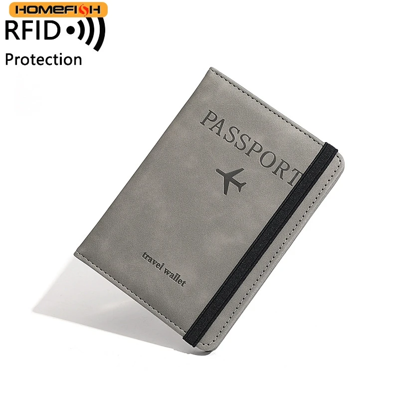 HOMEFISH Women Men RFID Vintage Business Passport Covers Holder Multi-Function ID Bank Card PU Leather Wallet Case Travel Access gallery 5