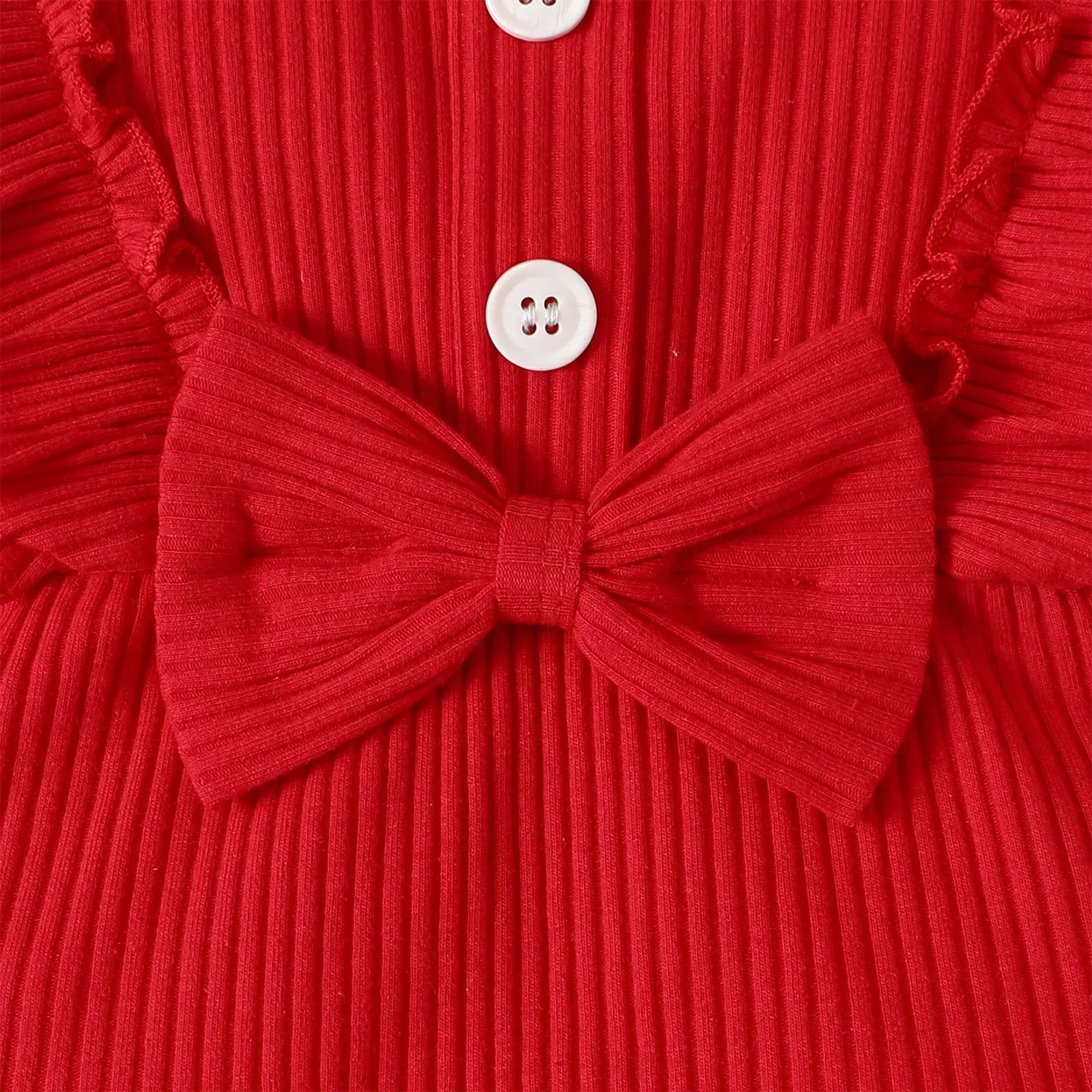 Conjuntos de ropa de 3 piezas para niña pequeña, Top rojo con lazo, Pantalones estampados de amor, trajes informales para bebé recién nacido, 3M,