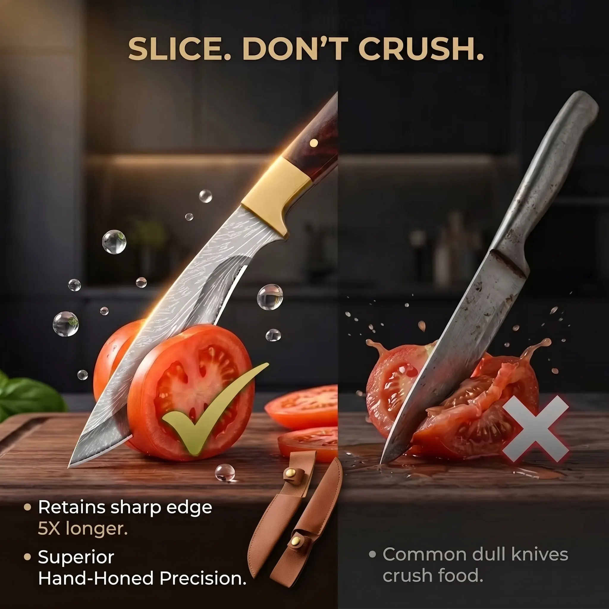 New 2-Piece Premium Kitchen Knife Set Ultra Sharp – High Carbon Stainless Steel Ergonomic Handle for Home Cooking & Food Prep