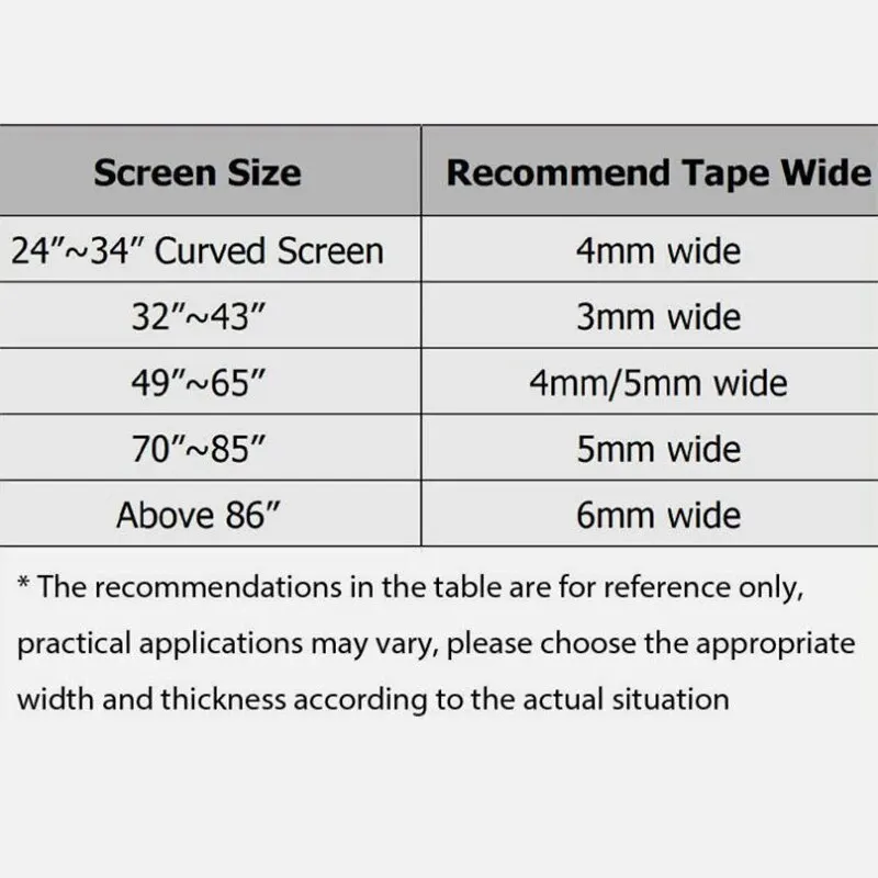 10M 3Mm 3.5Mm 4Mm 5Mm 6Mm Dubbelzijdig Plakkerig Schuimplakband LCD-Scherm Frameloos Voor Tv Borderless Gebogen Display Afdichting