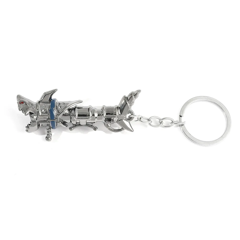 Jinx Shark Cannon Keychain Pendant Necklace Game LOL Arcane Cannon Pendant Roar Loli Metal Keychain Fashion Sweater Chain