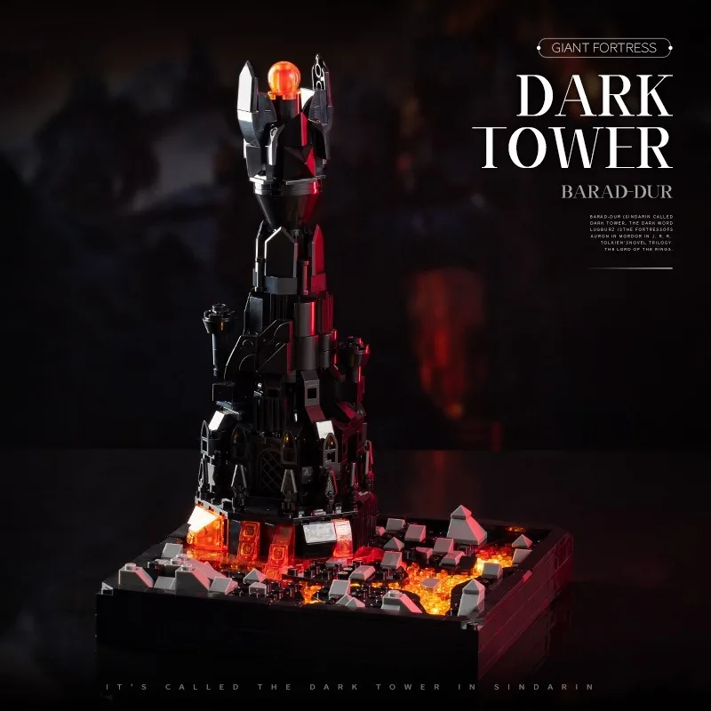 

MOC Magic Lorded Black Devil Tower, набор строительных блоков со светодиодными осветительными кольцами, фортеце, замок, кирпичи, игрушки, подарки на день рождения для детей