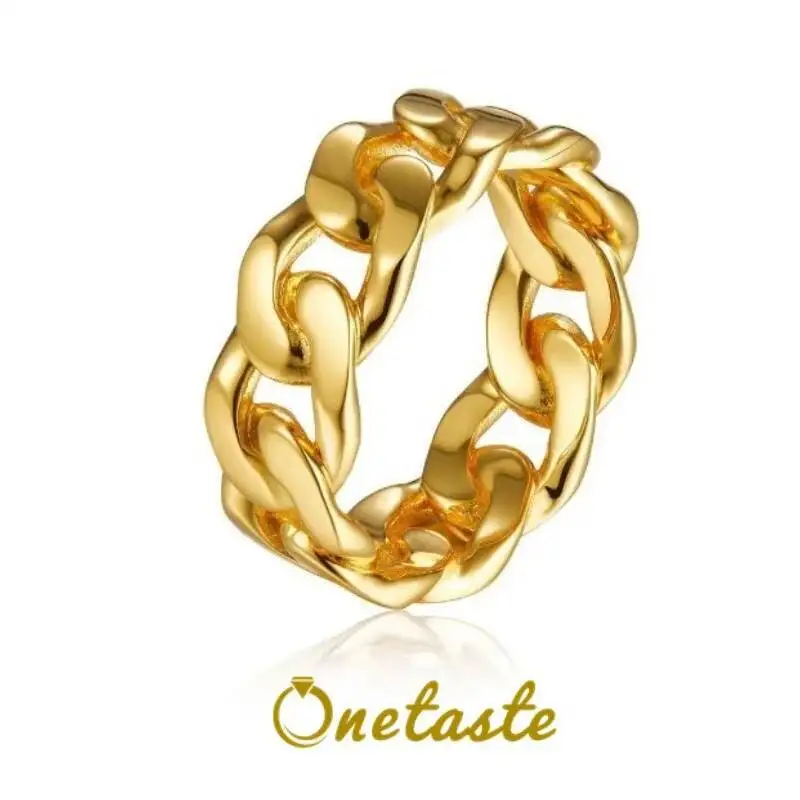 

925 Sterling Silver Gold&platinum Plated Simple Twist Braided Rings For Women Trendy Hip Hop Punk Link Chain Ring In 2 Colors