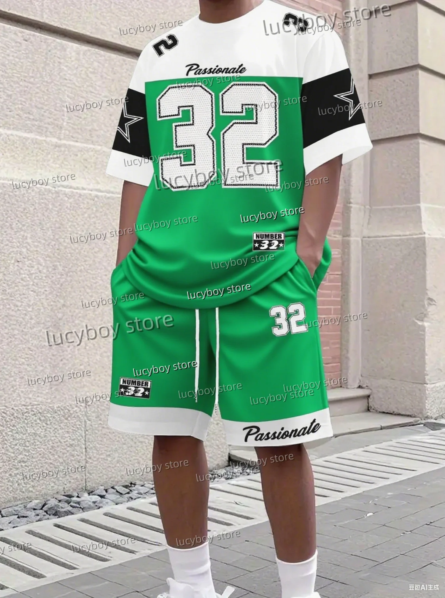 الكبار الرياضة الركض حجم كبير رياضية 2 قطعة مجموعة الرجال كتلة اللون رقم 32 عاطفية طباعة تي شيرتات قصيرة الاكمام مجموعة تي شيرتات قصيرة للأطفال