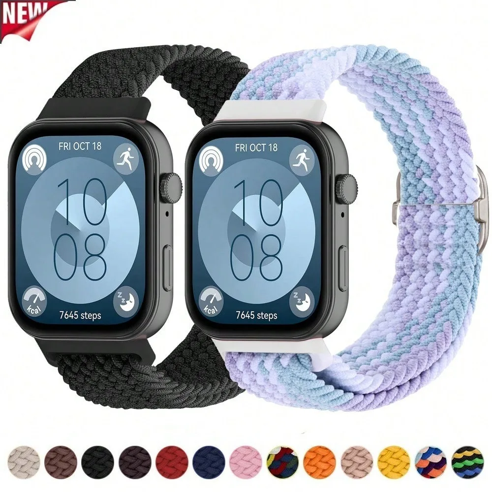 Armband für Huawei Watch Fit 3/4/4 Pro, geflochtenes Solo-Loop-Band, verstellbares Nylon-Ersatzarmband, Correa-Armband-Zubehör