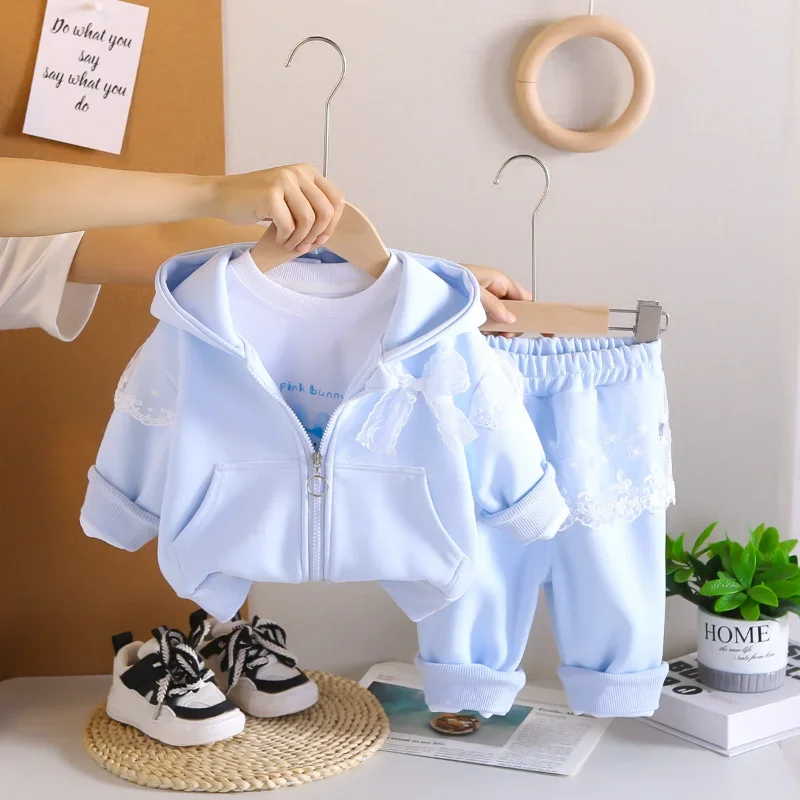 

New Spring Autumn Baby Clothes Suit Children Girls Jacket T-Shirt Pants 3Pcs/Sets Fashion Infant Clothing Set Kids Tracksuits