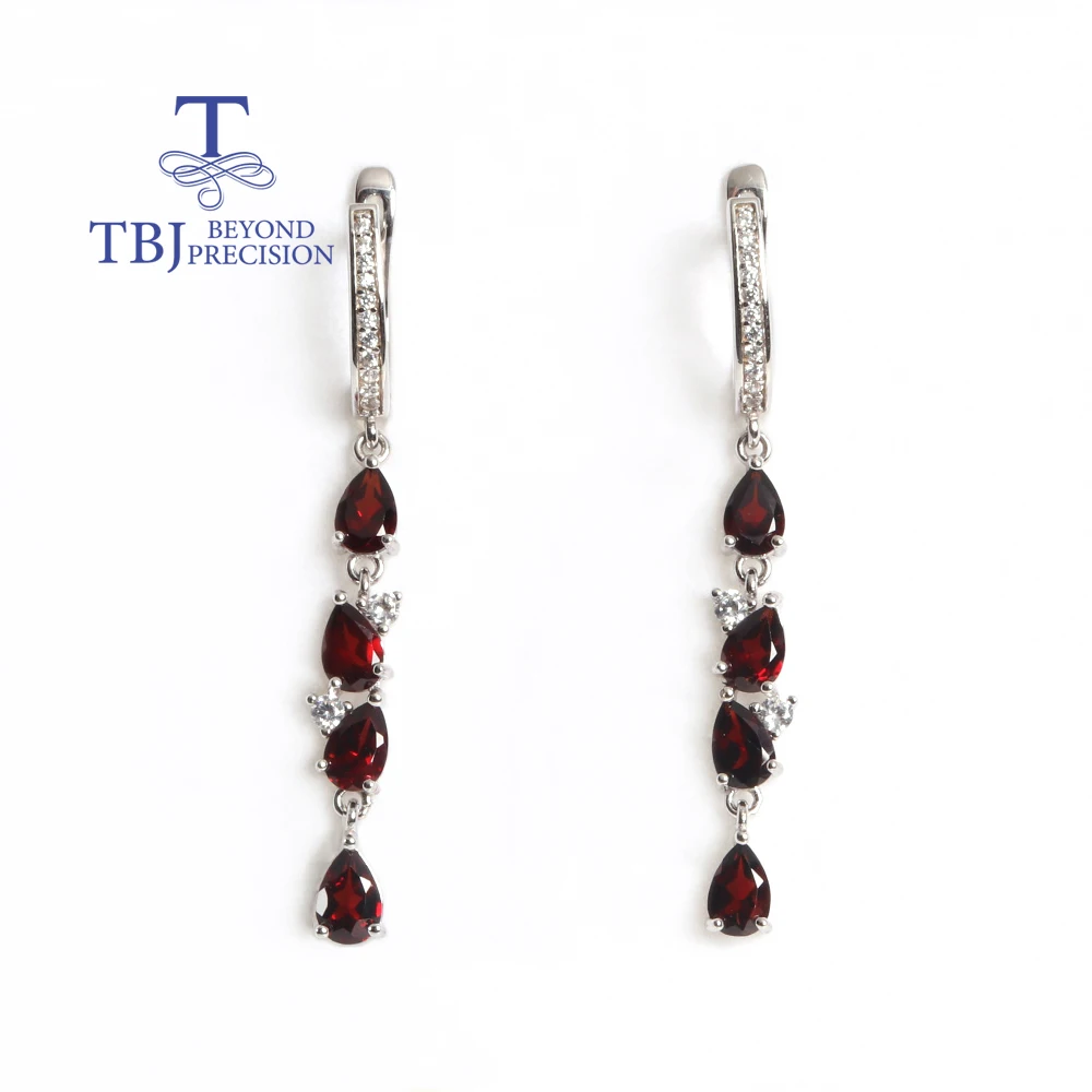 Gorgeous fashion January Birthstone Natural Garnet earrings 925 sterling silver fine jewelry for women and girls Daily wear