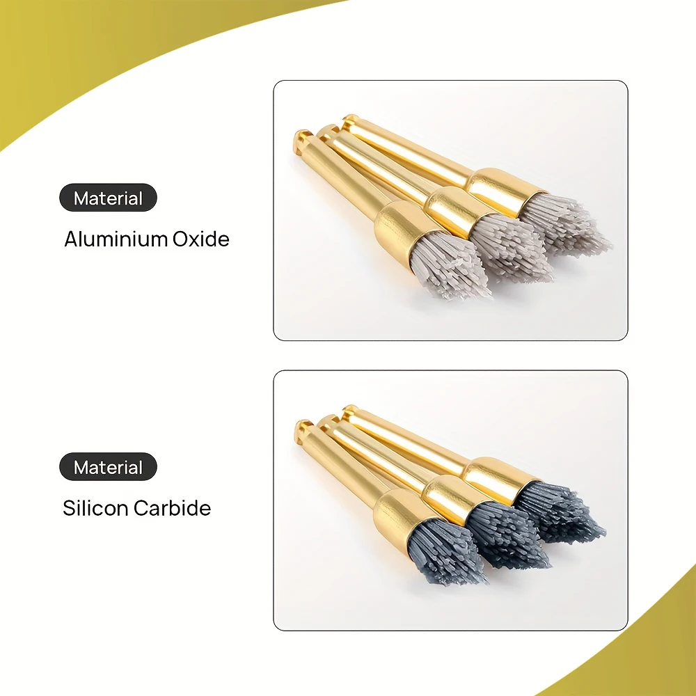 10pcs Dental Silicon Carbide Aluminium Oxide Polishing Brush Latch Bowl Flat  Prophy Brushes for Contra Angle RA2.35mm
