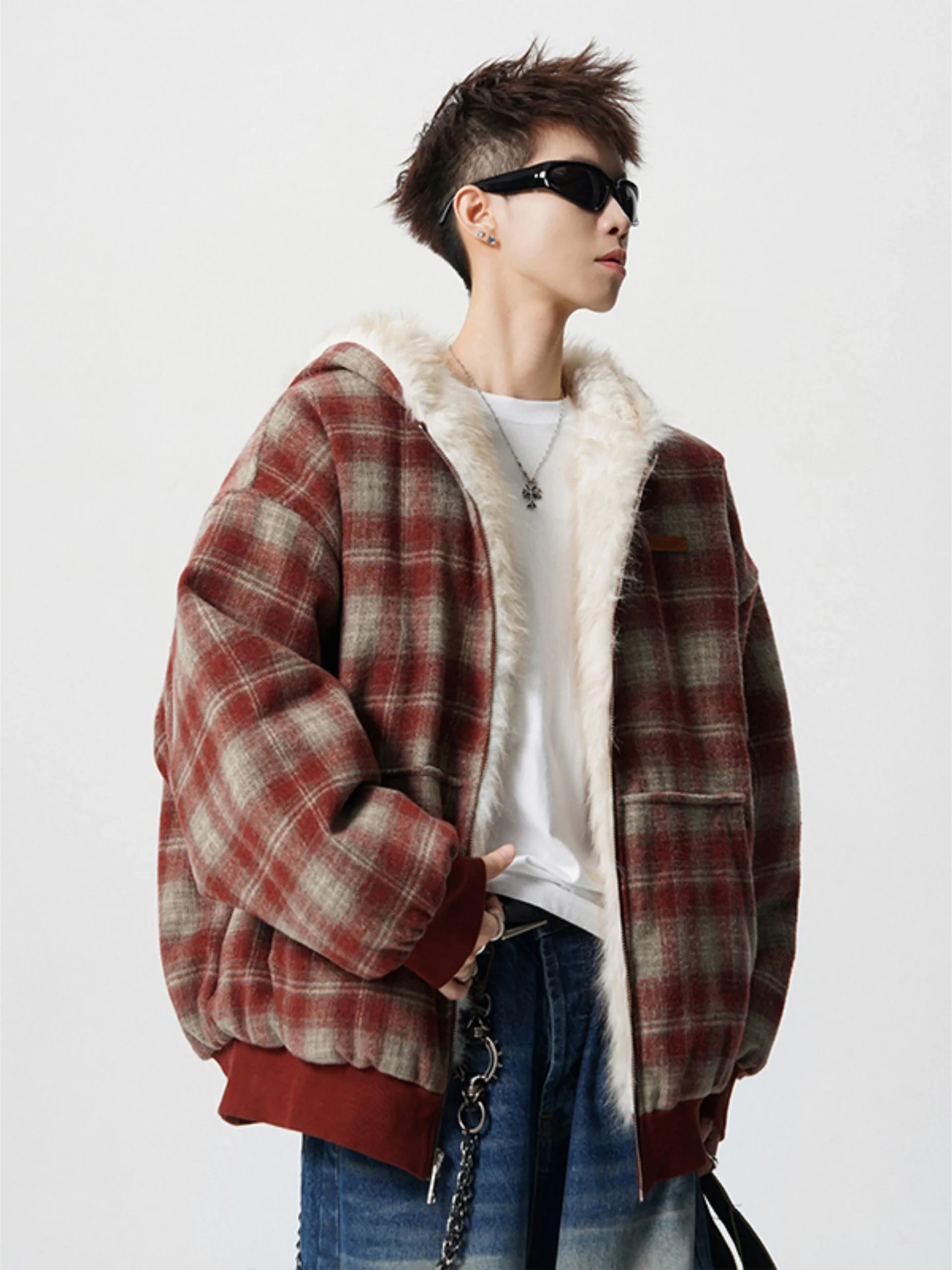 

Двусторонняя американская зимняя куртка-пуховик Mountain Eagle из утолщенного хлопка для мужчин и женщин, в стиле ретро, с клетчатым дизайном, повседневная