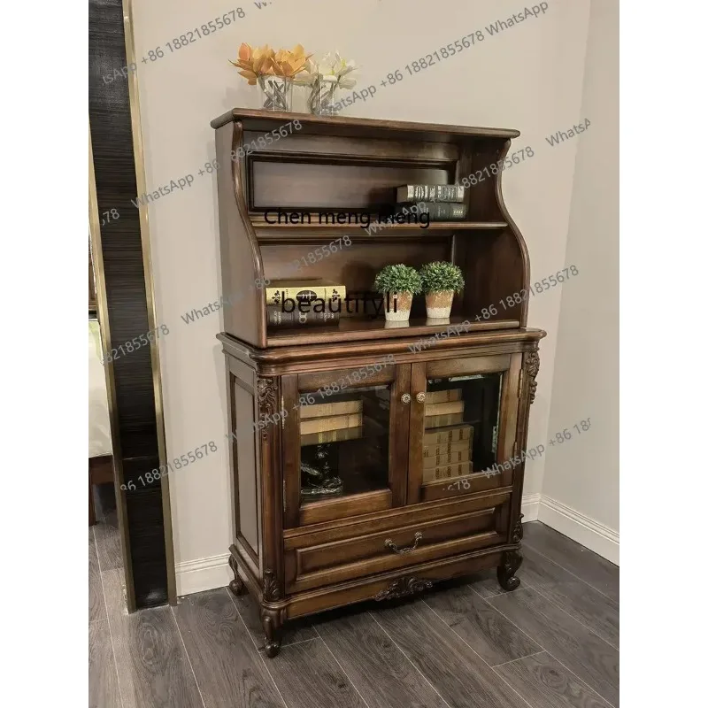 

Black Walnut Double Door Wine Cooler All Solid Wood Locker American Dining Room/Living Room Logs