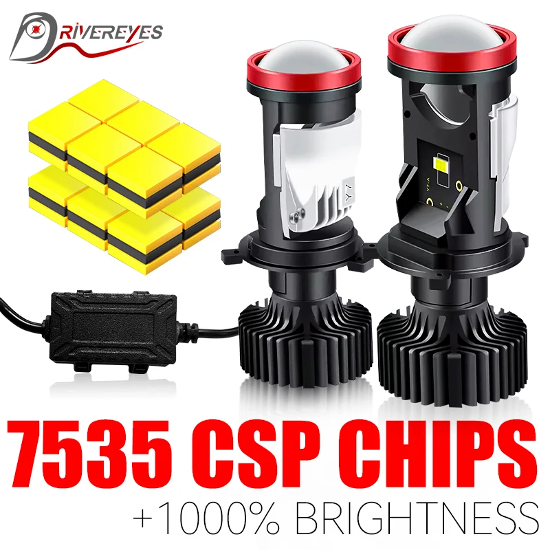 

2PCS H4 Двойная светодиодная фара лампочка CSP чип автомобильный свет мотоцикл H4 9003 HB2 объектив микропроектора Moto 12V 24V