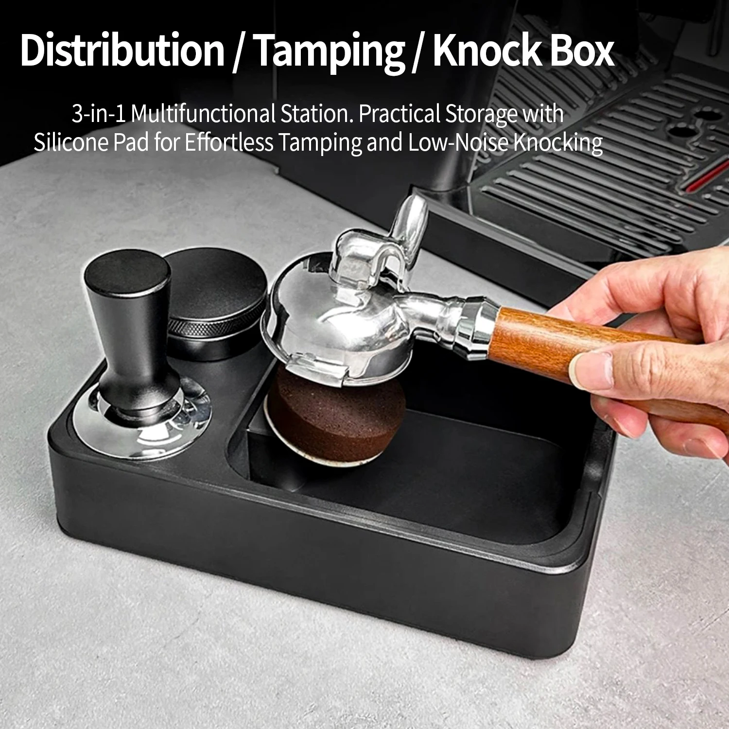 OANKR Espresso Tamping Station And Knock Box, Portafilter Holder Espresso Accessories, Multifunctional Coffee Organizer Station