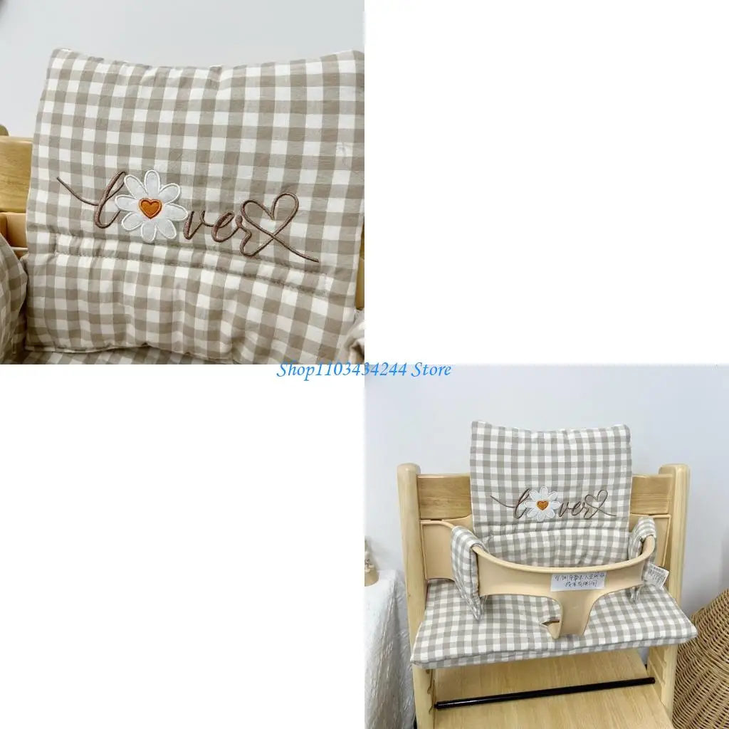 وسادة كراسي تناول الطعام مطبوعة بالزهور وسادة كرسي مرتفع للأطفال وسادة نمو للأطفال وسادة كرسي مقاومة للأتربة ومسند الظهر