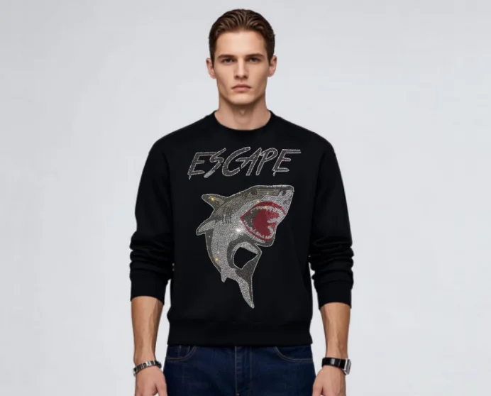 

2025 Pullover Sweatshirts New Rhinestones High Quality drop shipping Men's Casual Harajuku Basic Sports Men's Pullover