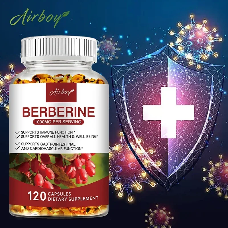 

Berberine Capsules - Antioxidant, Supports Immune Function, Gastrointestinal Health, Lowers Cholesterol, Improves DigestionSuppl