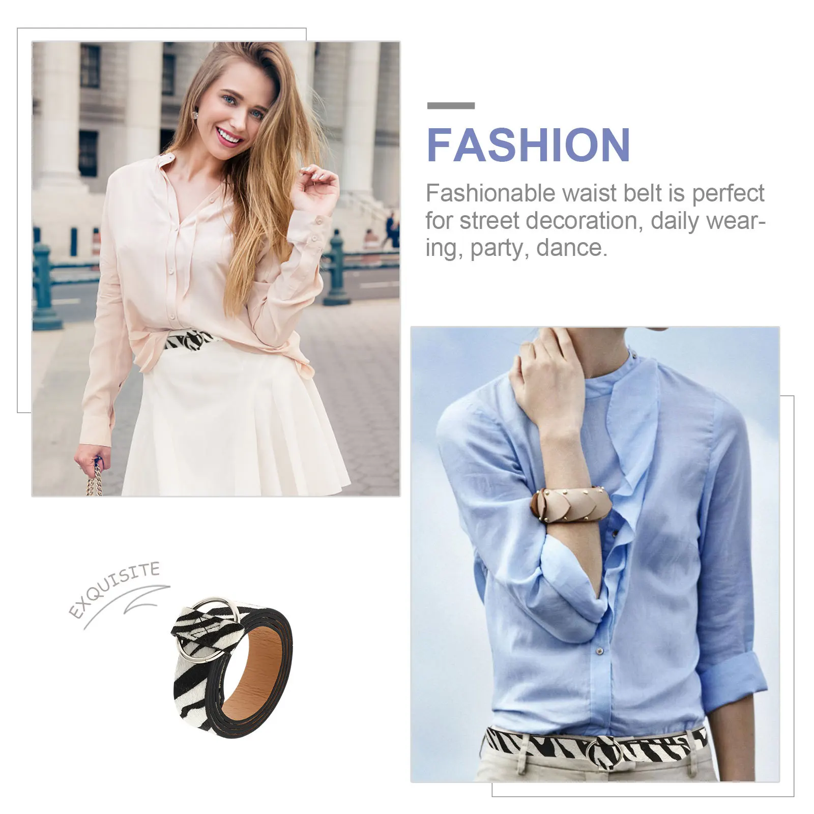 

Zebra Print Waist Belt Imitation Women Round Buckle Casual Belt Sexy Fashion Party Decoration Gift For Women