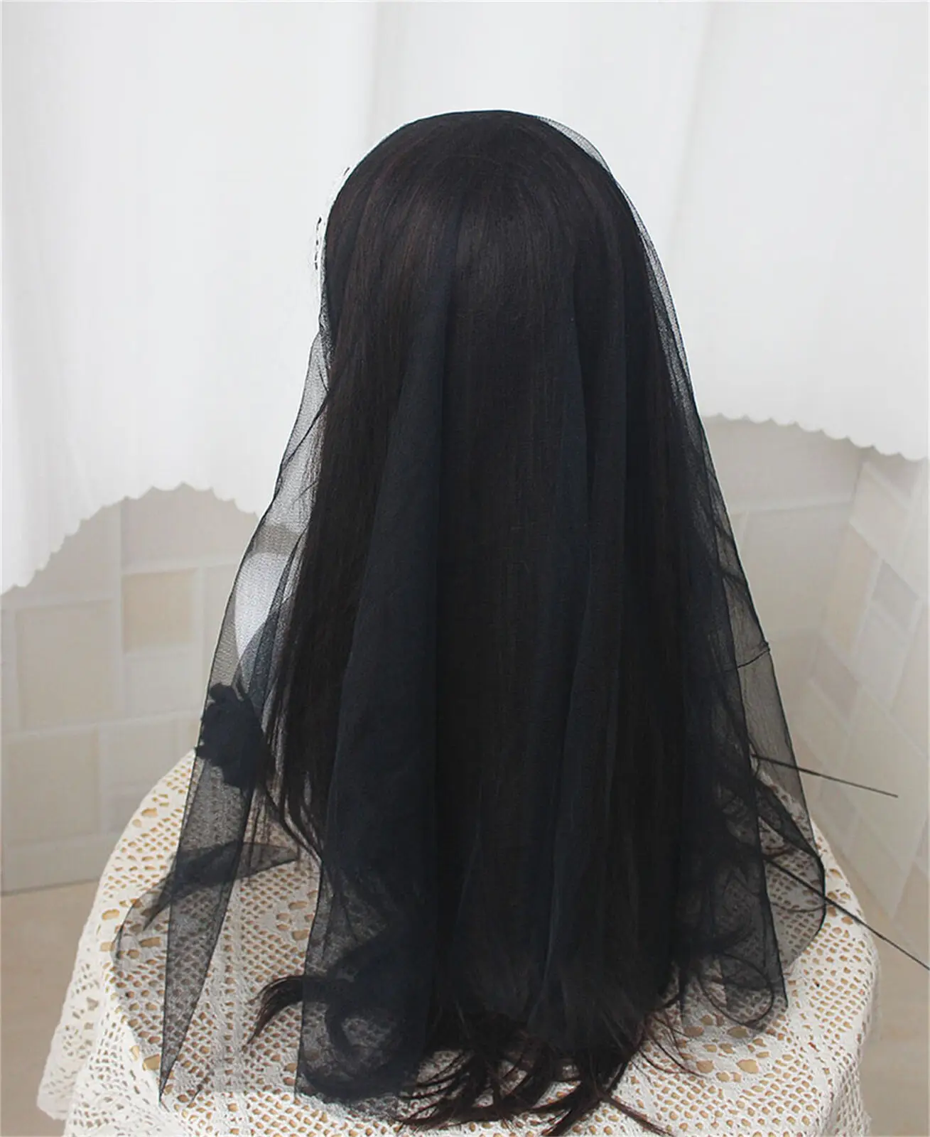 Czarny welon Lolita, nakrycie głowy, akcesoria do kostiumu zakonnicy, przebranie dla kobiet i dziewcząt na Halloween, karnawał, imprezę, odgrywanie ról, chusta na głowę.