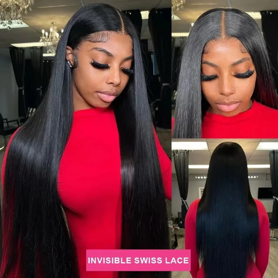 Straight Human Hair Wig 360 Full Lace Wigs Human Hair 13x6 HD Transparent Lace Frontal Wig 4x4 Closure Wig Pre Plucked