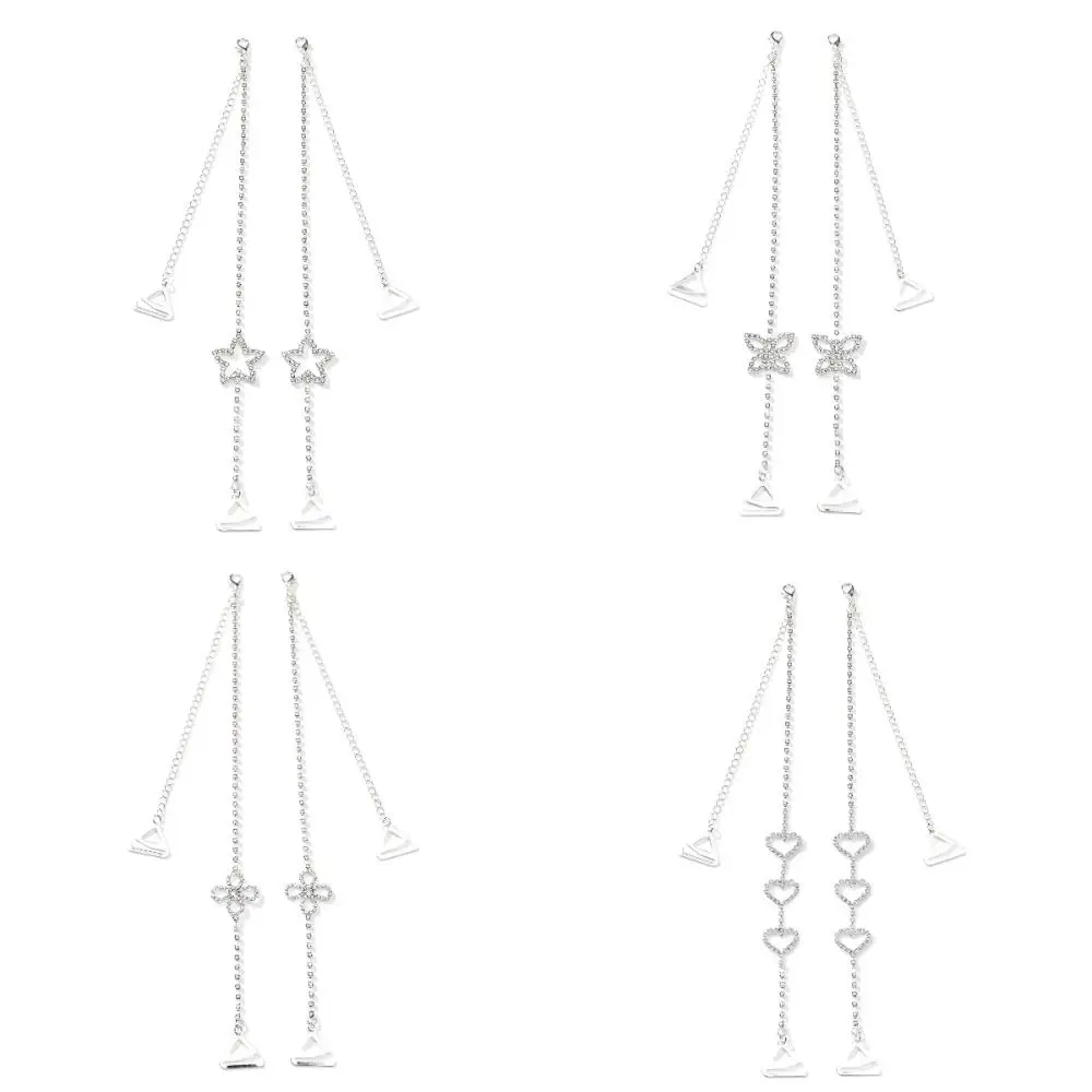 2Pairs الأزياء كريستال حجر الراين أشرطة حمالات الصدر نجوم فراشة المضادة للانزلاق الملابس الداخلية الأشرطة زهرة القلب الصدرية الكتف الأشرطة النساء