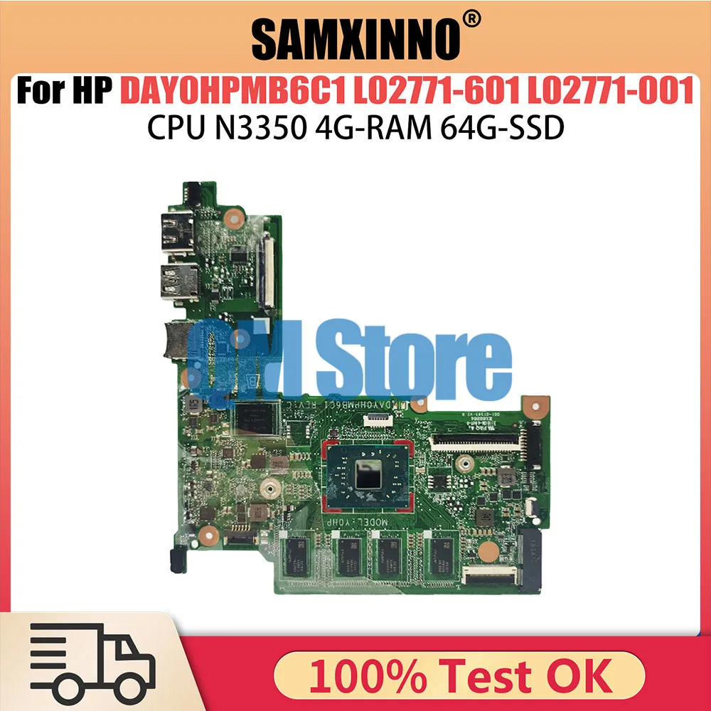 DAY0HPMB6C1 Mainboard For HP Stream 11 Pro G4 EE Laptop Motherboard L02771-601 L02771-601-001 Intel Celeron N3350 4GB RAM