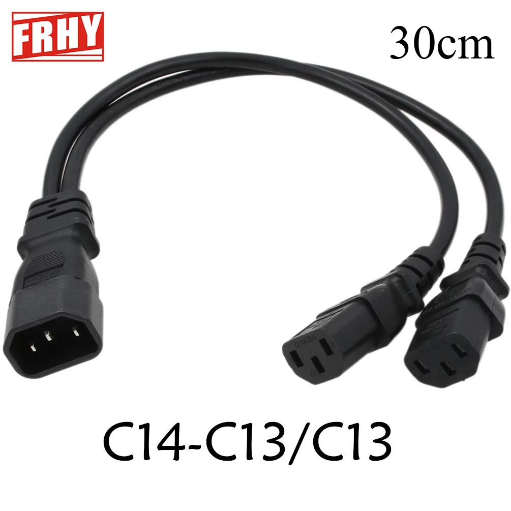 30CM IEC C14 to Dual C13 Adapter 1-to-2 Power Y Splitter Cable 250V 15A Perfect for Computer Printers&Data Center Power Supply
