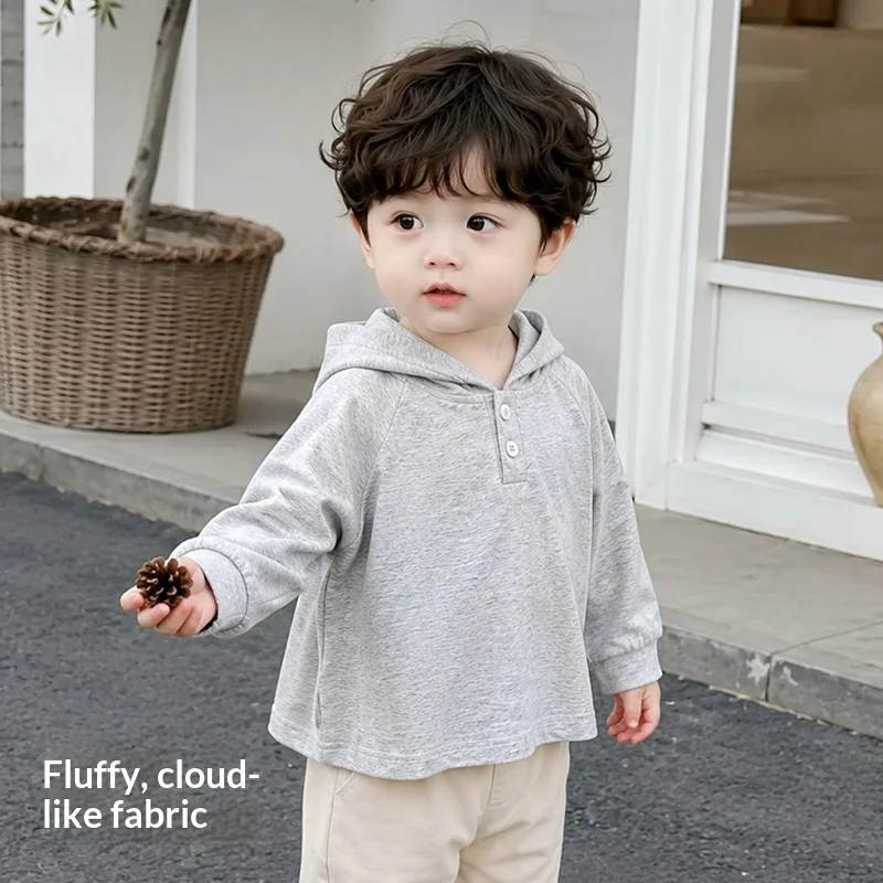 Boys' Hooded Sweatshirt Set, Soft Cloud-Like 2-Piece Outfit, Casual Spring/Autumn Tracksuit for Toddlers & Kids