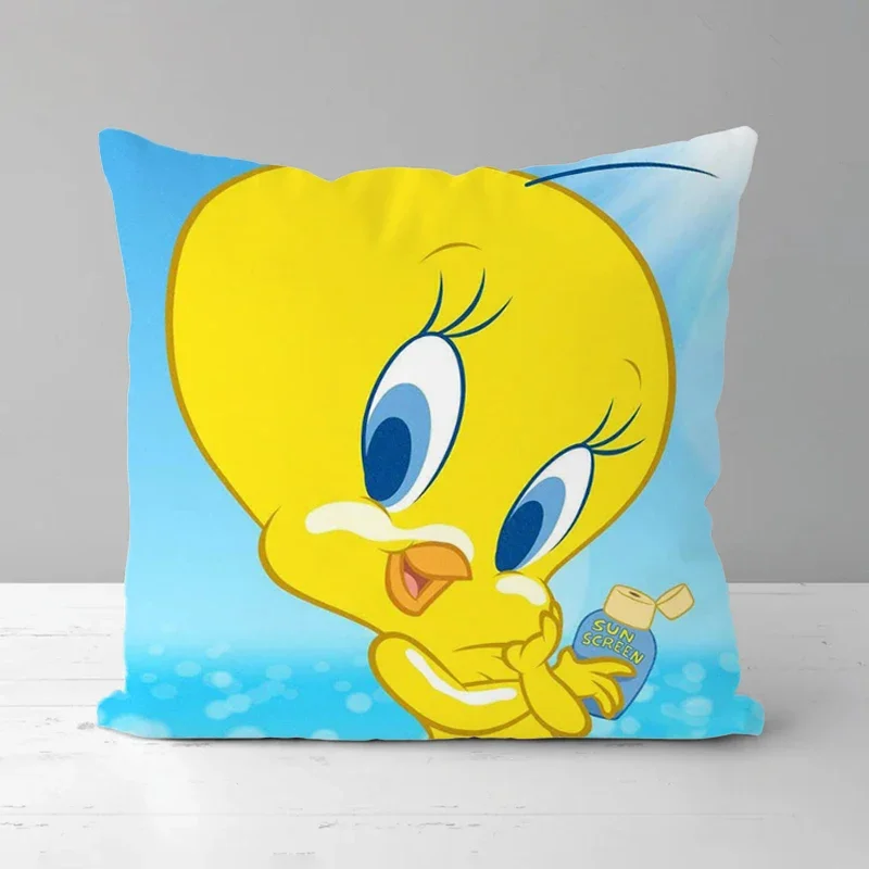 Cushion Cover 45*45 Tweety Cute Short Plush Kawaii Pillow Covers Decorative Sofa Cushions Double Sided Printing Pillowcase Cases