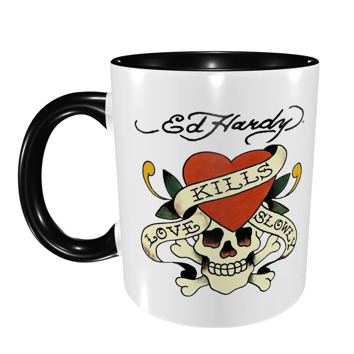 Ed Hardy Love Kills Slowly Mug Funny Ceramic Coffee Cups Tea Mugs Milk Cup Drinkware Gifts for Friends