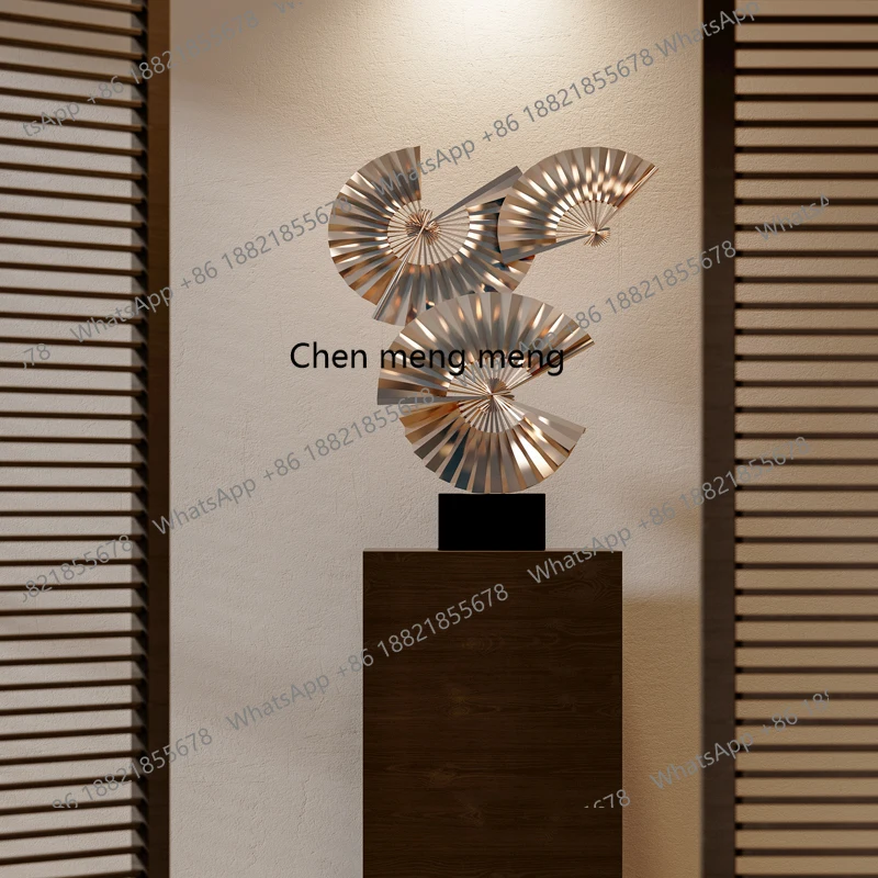 

New Chinese-style metal wrought iron floor ornament semi-circular fan hotel, creative artwork