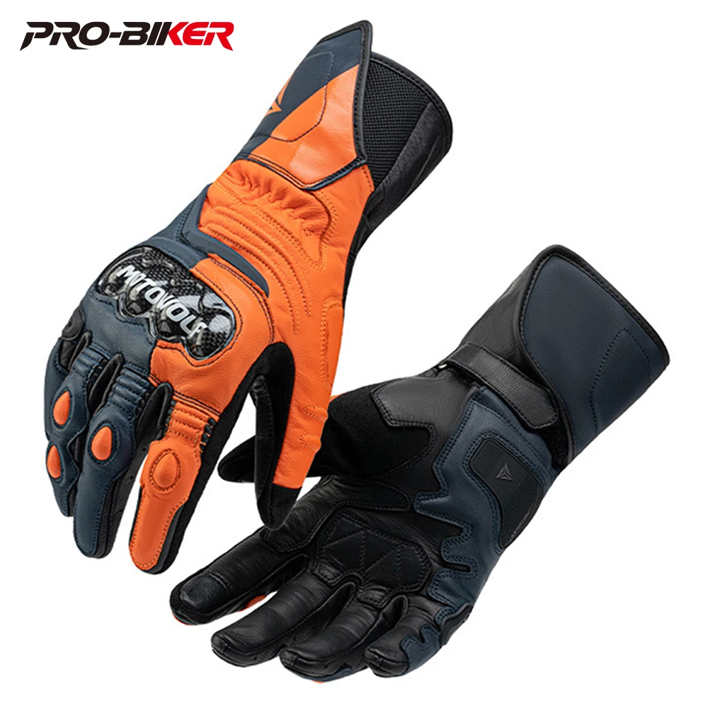 

Motorcycle Track Riding Protective Gloves Leather Carbon Sheath Imitation Race Gloves Touch Screen Long Gloves For Men And Women