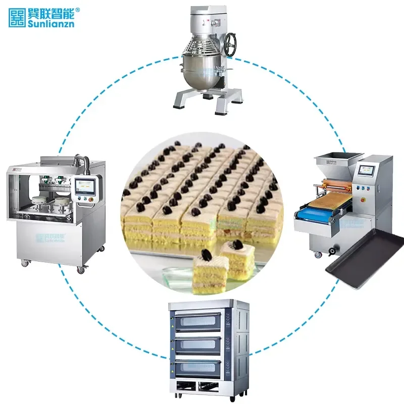 Semi Automatic Cheese Chocolate Stuffed Sponge Cake Making Machine Production Line for Food Processing