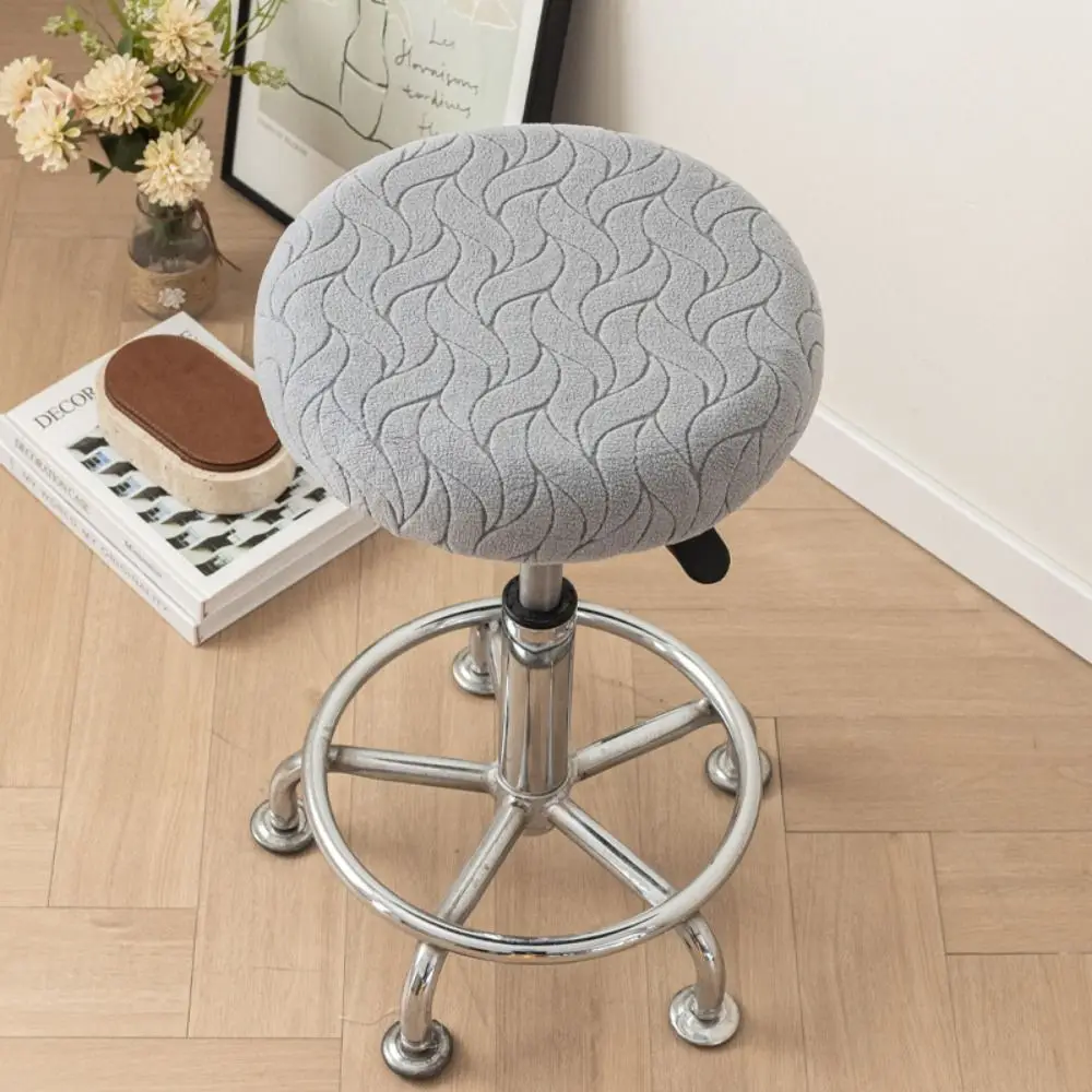Easy Care Stretchable Bar Round Stool Cover 30-38cm Soft Seat Protector Skin-Friendly Thickened Chair Slipcover Home Use