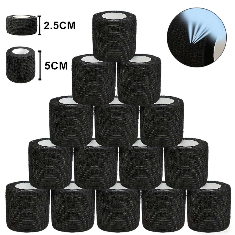 

1-48pcs Black Tattoo Grip Bandage Cover Self Adhesive Elastic Wraps Tapes Non-wovenSelf Adhesive Bandage Breathable Sports Tape