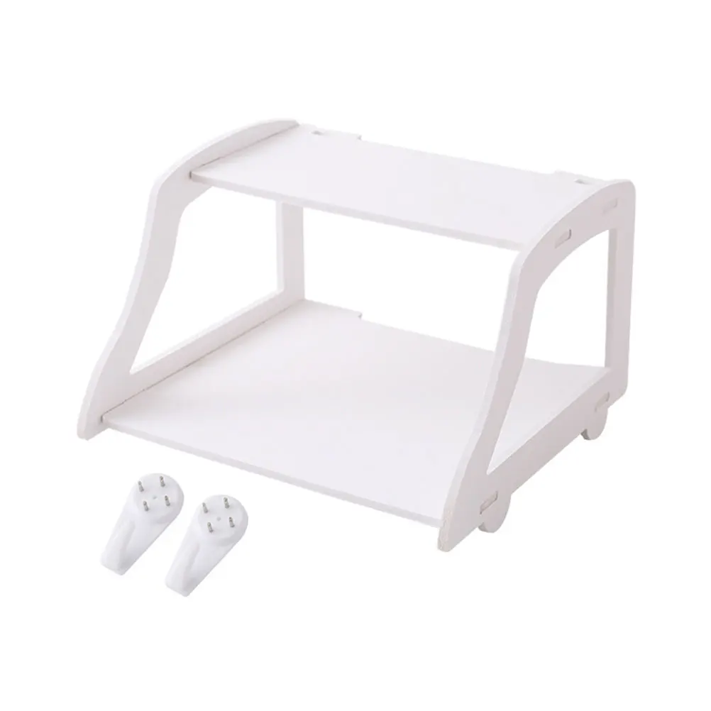 

Plastic Double layer Wall mounted Storage Rack for Router Set Hollow Design Home Supplies Durability Practical Shelf