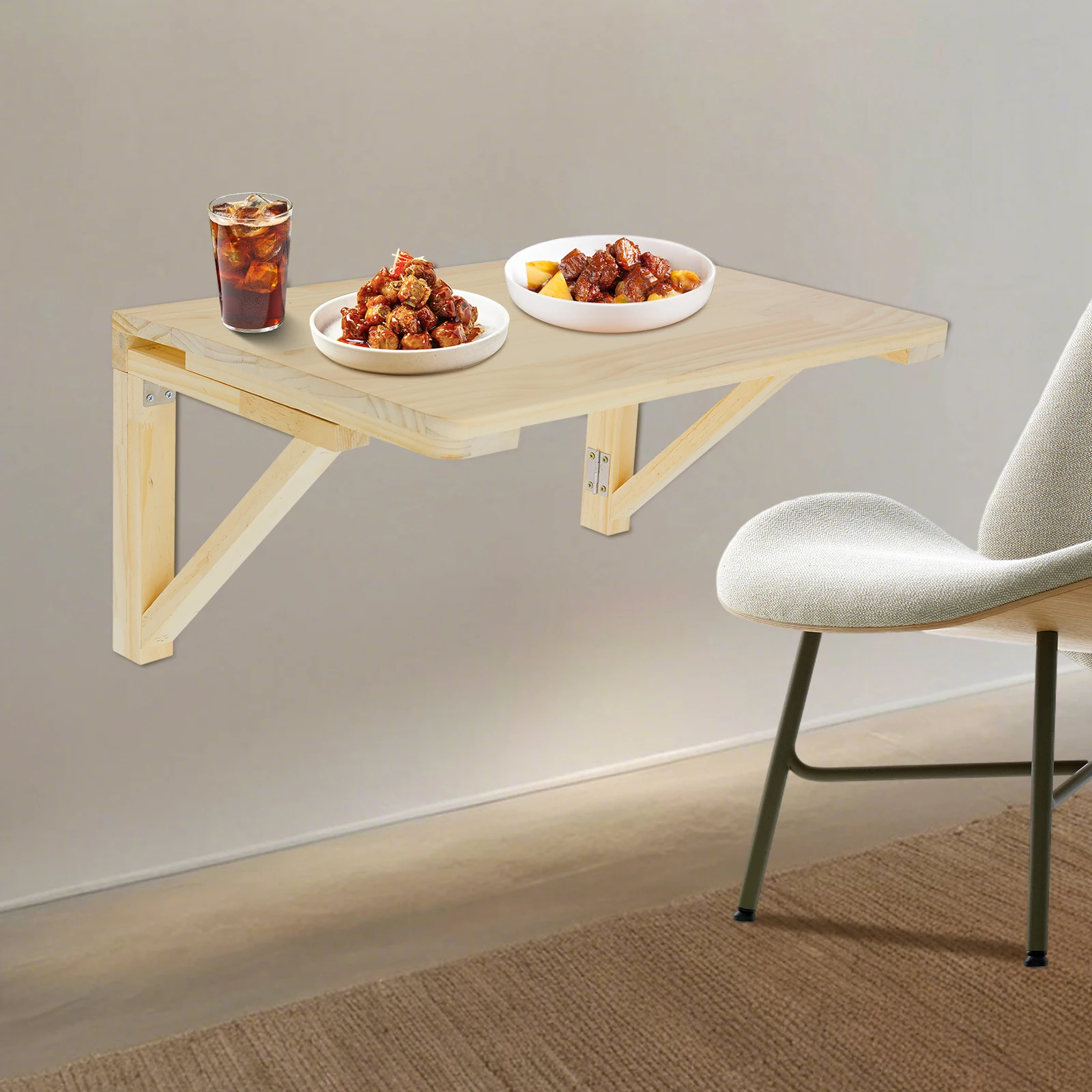 

Компактный настенный складной стол 80x60 см, стол из массива сосны, складной настенный стол для кухни, прачечной