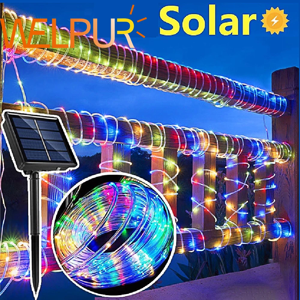 أضواء حبل الشمسية IP65 LED سلسلة الجنية أنبوب أضواء للحزب حديقة ساحة المنزل الزفاف عيد الميلاد هالوين عطلة شجرة تزيين