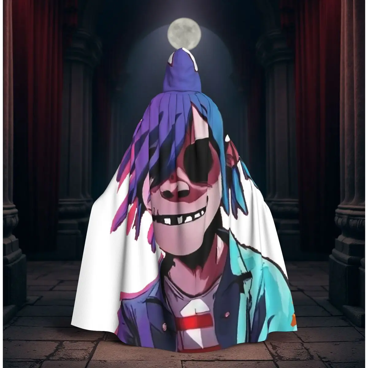 

Gorillaz Long Hooded Cloak Witch Medieval Costume Cosplay Cape HalloweenVampire Adult Unisex
