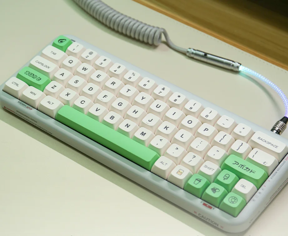 KeysLand-Teclado mecánico XDA, teclas de perfil PBT, aguacate, Inglés Japonés, 135 teclas para Cherry mx, Kit de bricolaje para juegos personalizado