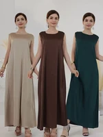 Dubaï Abaya blanc noir Satin modeste robes africaines pour femmes Islam vêtements Musulman à l'intérieur Robe Robe Musulmane Femme robes 1