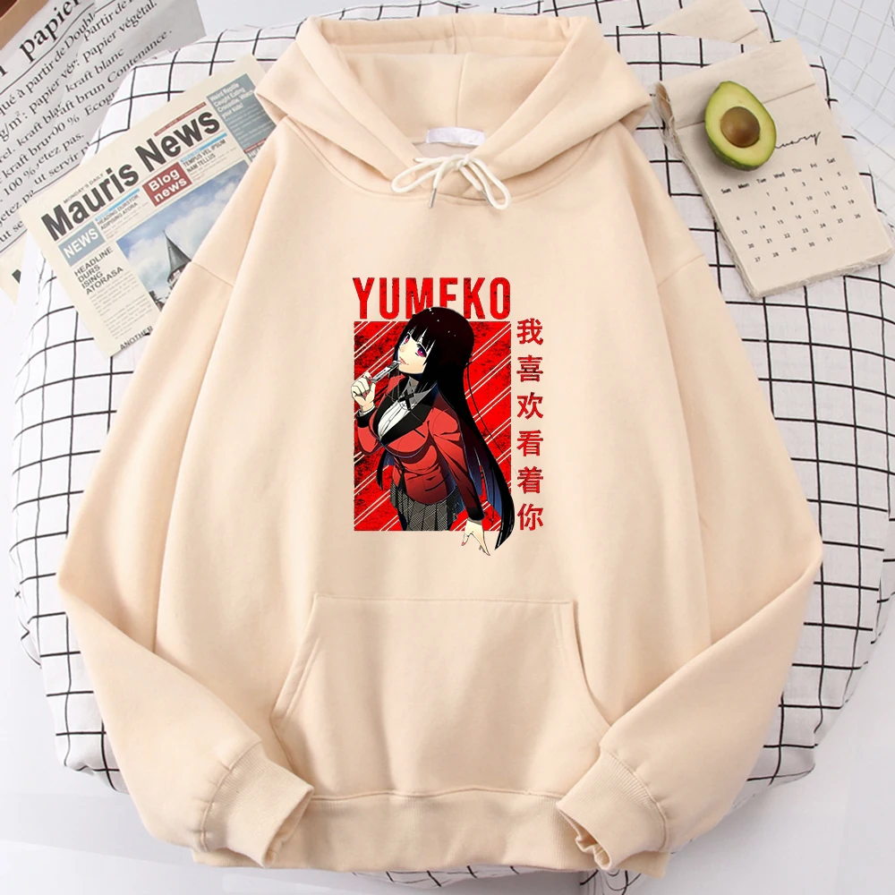 

Kakegurui Jabami Yumeko Sweatshirts Japanese Anime Mens Hoodies Punk Harajuku Oversize Clothes For Man Hip Hop Street Warm Tops