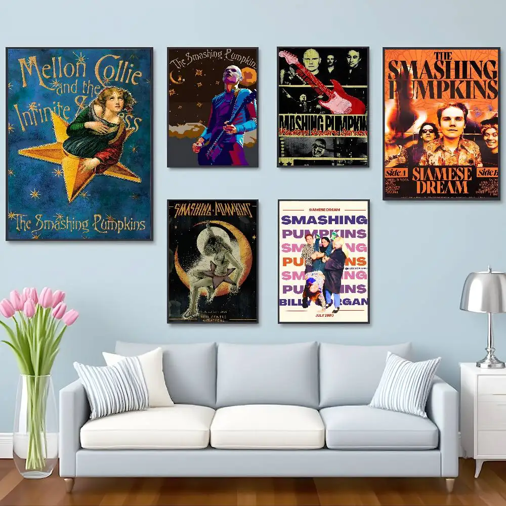 Band The S-Smashing Pumpkins Poster HD Self-Adhesive Waterproof Posters Versatile Decor for Homes Bars Hotels More