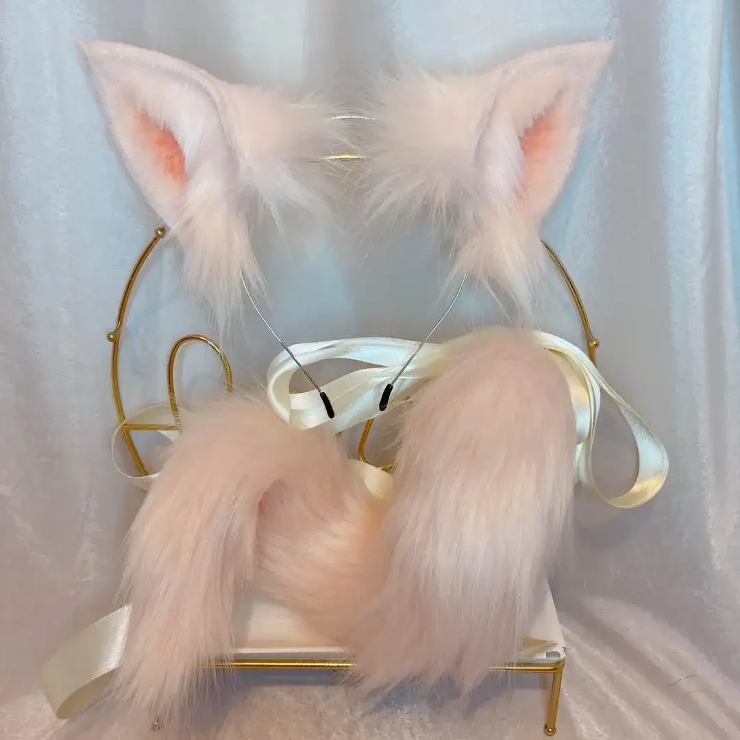 Hand Made Simulation Animal Anime Pig Beast Tail Wolf Cat Fox Ear Hair Hoop Headwear Lolita Halloween Christmas Game Cosplay