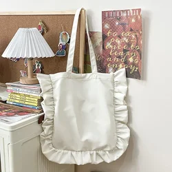 HAEX Vintage Women Tote Bags French Style Cloud Ruffles Elegant Sac A Main Femme Large Capacity Light Thin Shoulder Bolso Mujer