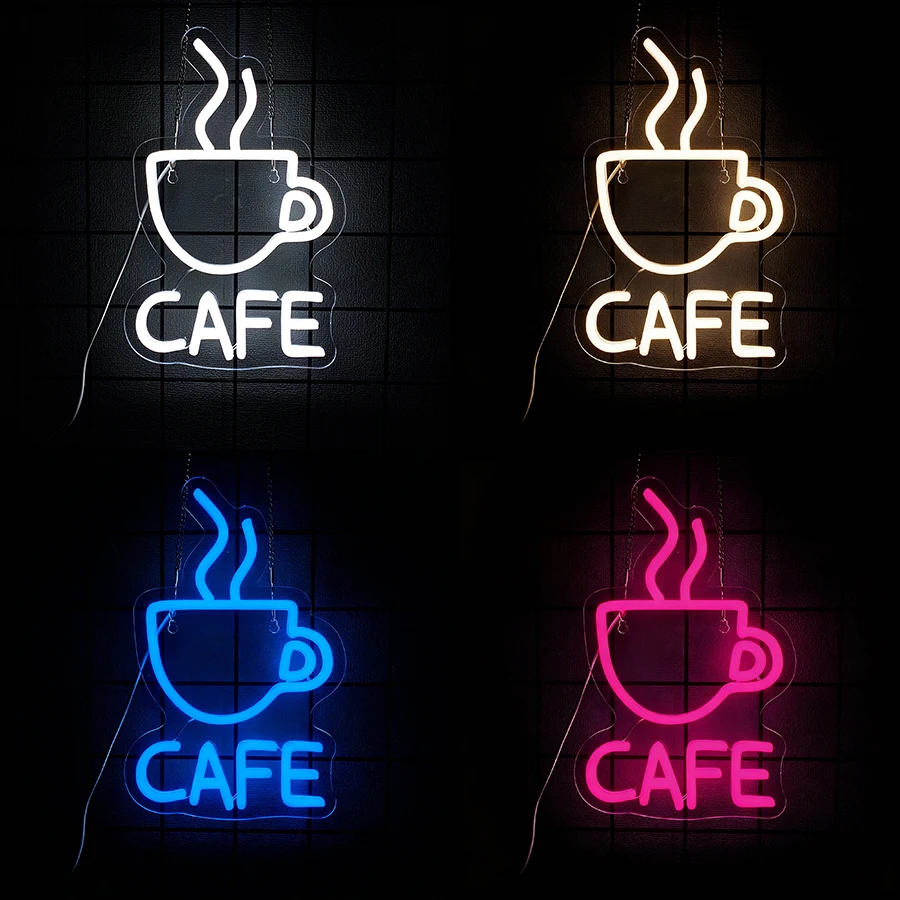 Multi-Color Cafe Neon Sign For Wall Decor,Light Up Sign For Cafe Shop,Coffee Station,Restaurant,Party,Gift For Coffee Lovers