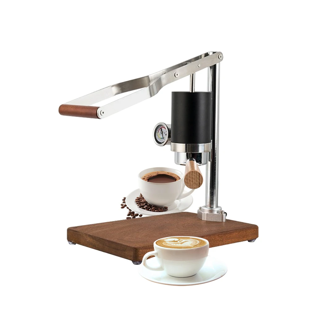51mm Extraktionskopf 85ml Innenraum Retro Handpresse Espresso-Kaffeemaschine mit Visuellem Druckanzeiger Langer Presshebel