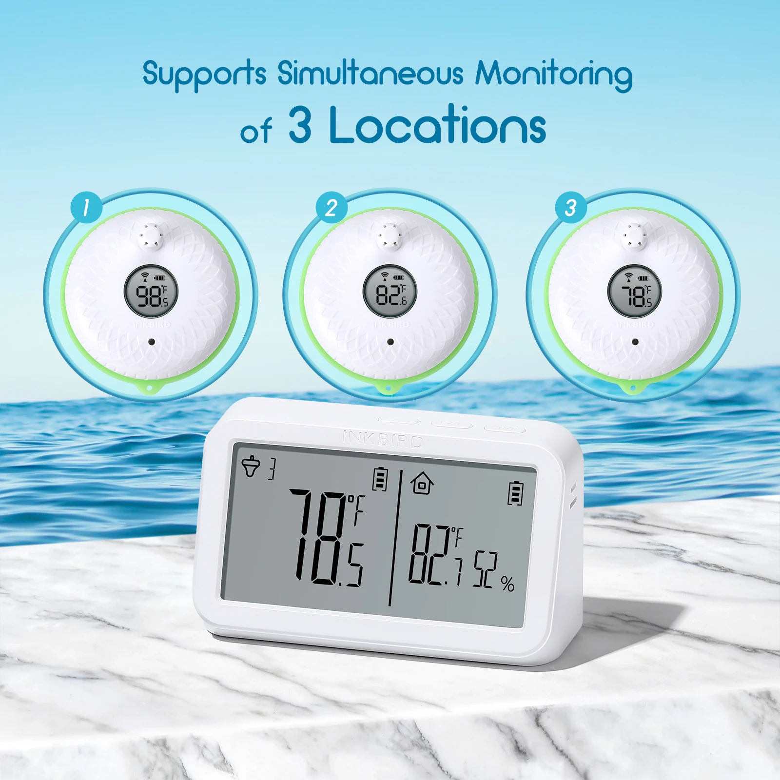 INKBIRD Wireless Pool Thermometer with Outdoor Receiver Up To 300Ft Transmission Floating Thermometer for Swimming Pool Hot Tub