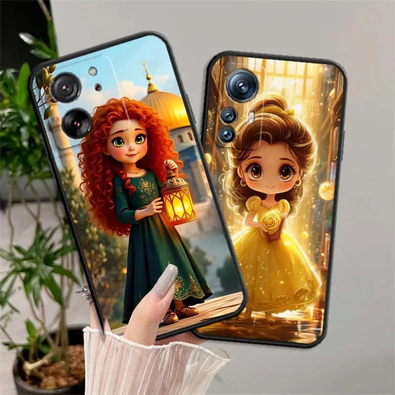 美しいディズニープリンセスアニメ Xiaomi Mi 15 14 13 13T 12 12T 12S 11 11i 11T Pro Ultra Lite 5G ブラック ソフトカバー