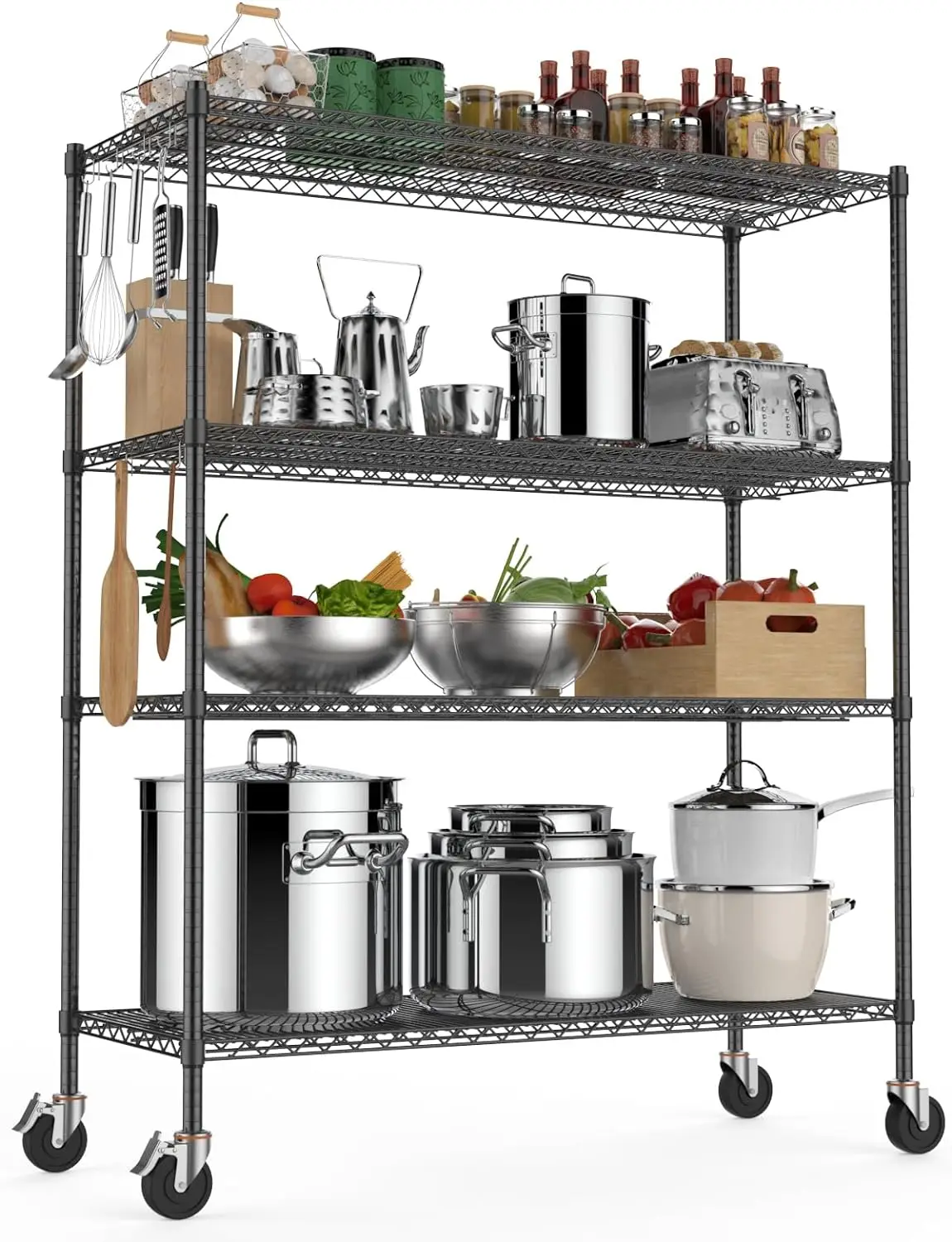 

NSF Certified 4-Tier Adjustable Storage Rack 60" x 24" x 72", 2400 lbs Heavy Duty Shelving Metal Storage Utility Rack